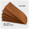 Five brown rectangular CAMO wraps labeled Non-GMO are fanned out on a white background, with text below showing 4¼ × 1¾ inches and instructions to roll slim or thick.