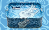 Airtight Stash Box & Tray: A blue rectangular container with metal handles, featuring a graphic of a hand with an eye in the palm and swirling patterns. The word “CAMO” appears on a label, and the background matches the container’s design.