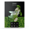 Camo Build With Cone Boxes in green and black, Green Apple flavor, shows green apples and leaves. Contains 12 packs of 4 king size cones, made from chamomile, non-GMO, natural leaf.