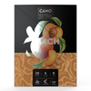 Camo Natural Leaf Cones box in Peach flavor, featuring a peach illustration. Contains 12 packs with 4 king size cones each and icons for chamomile, non-GMO, and natural ingredients.