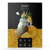 Camo Build With Cone Boxes in pineapple flavor, featuring images of pineapples and icons for 12 packs, 4 cones per pack, king size, chamomile, and non-GMO.