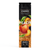 A single packet of CAMO Natural Leaf Coves Peach K4 Cones, featuring a black and peach-colored design with illustrations of fresh peaches and green leaves.