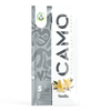 A white and gray package labeled CAMO Natural Leaf Wraps Vanilla, featuring images of vanilla flowers. The package indicates it contains 5 Chamomile Wraps and has a resealable label at the top.