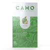 Camo Fruit Series Natural Leaf Wraps box, Green Apple flavor, with green and white packaging showing a green apple and apple slice. Text notes 25 packs of 5 wraps each.