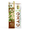 Camo Build Your Wrap Box packet with natural leaf wraps in Russian Cream Matcha flavor, featuring camouflage packaging, leaf graphics, five self-natural leaf wraps, and a whipped drink image.