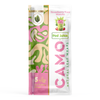 Camo Strawberry Matcha Natural Leaf Wraps package with green and pink design, leafy logo, pink drink image, and 5 chamomile wraps inside.