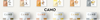 Eight CAMO oatmeal packets in two rows, with Natural, Honey, Vanilla, and other flavors. CAMO printed in the center on simple packaging.
